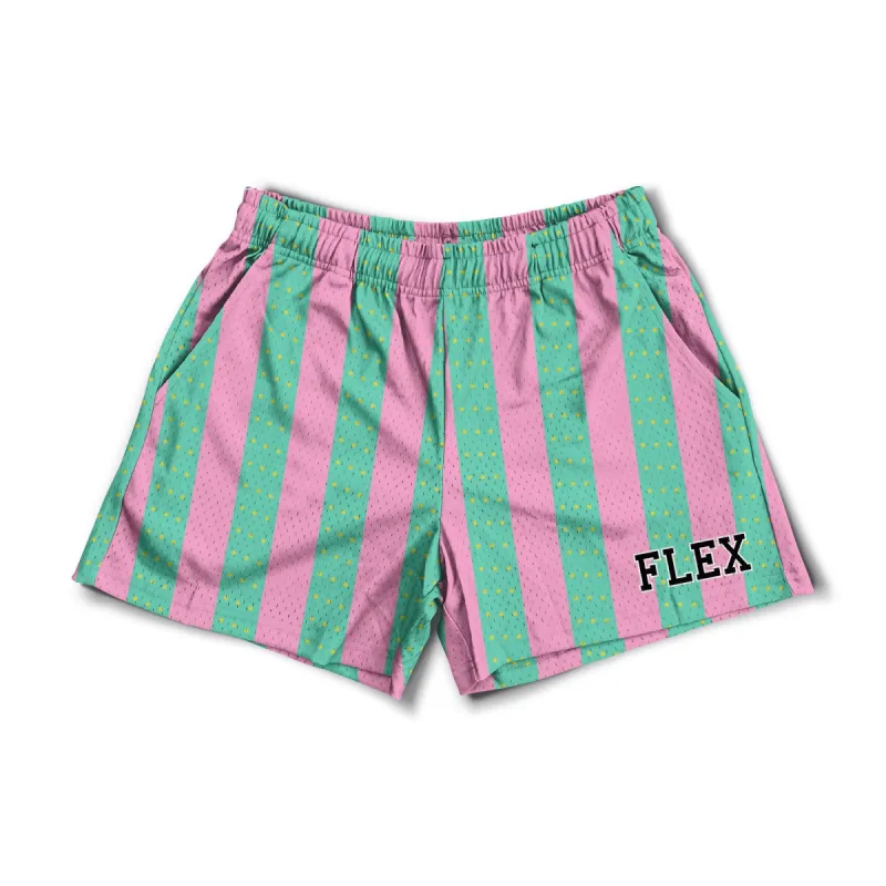 Mesh Flex Shorts 5" - Pastel Striped made by Flex Living