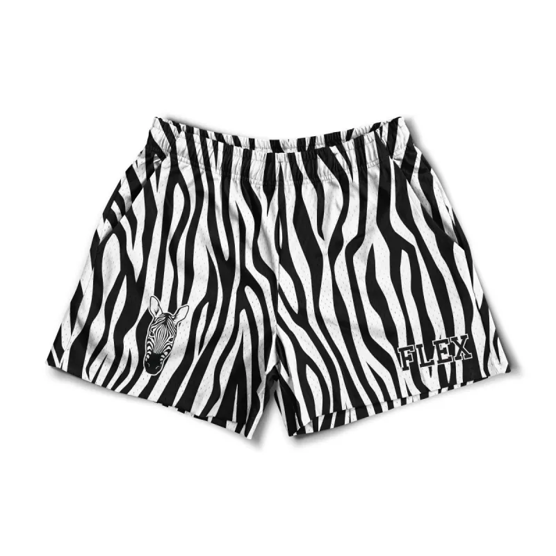 Mesh Flex Shorts 5" - Zebra Print sold by Flex Living