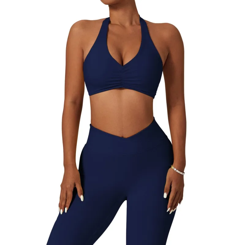Halter Sports Bra - Navy Blue (50% OFF!) sold by Flex Living