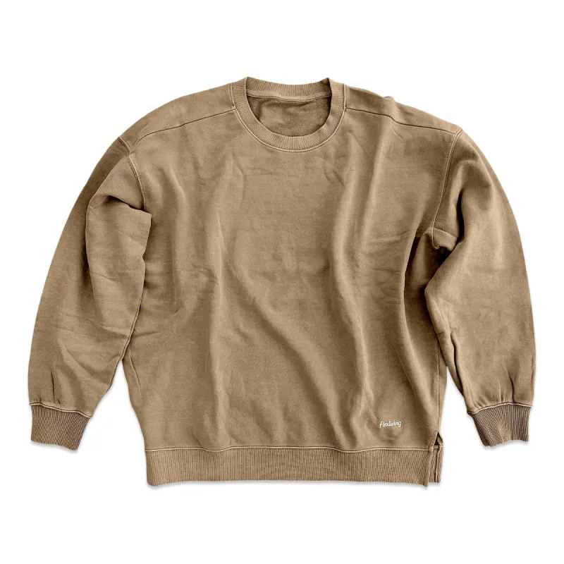 Retro Washed Terry Crewneck - Khaki (50% OFF!) sold by Flex Living