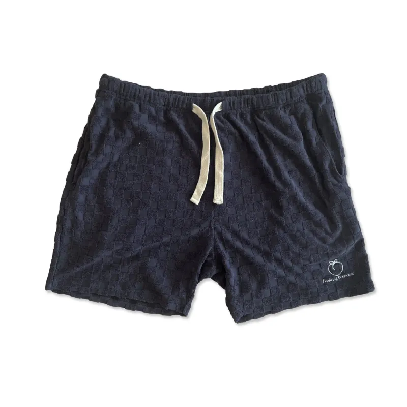 Men's Checkered Terry Shorts - Charcoal (50% OFF!) sold by Flex Living