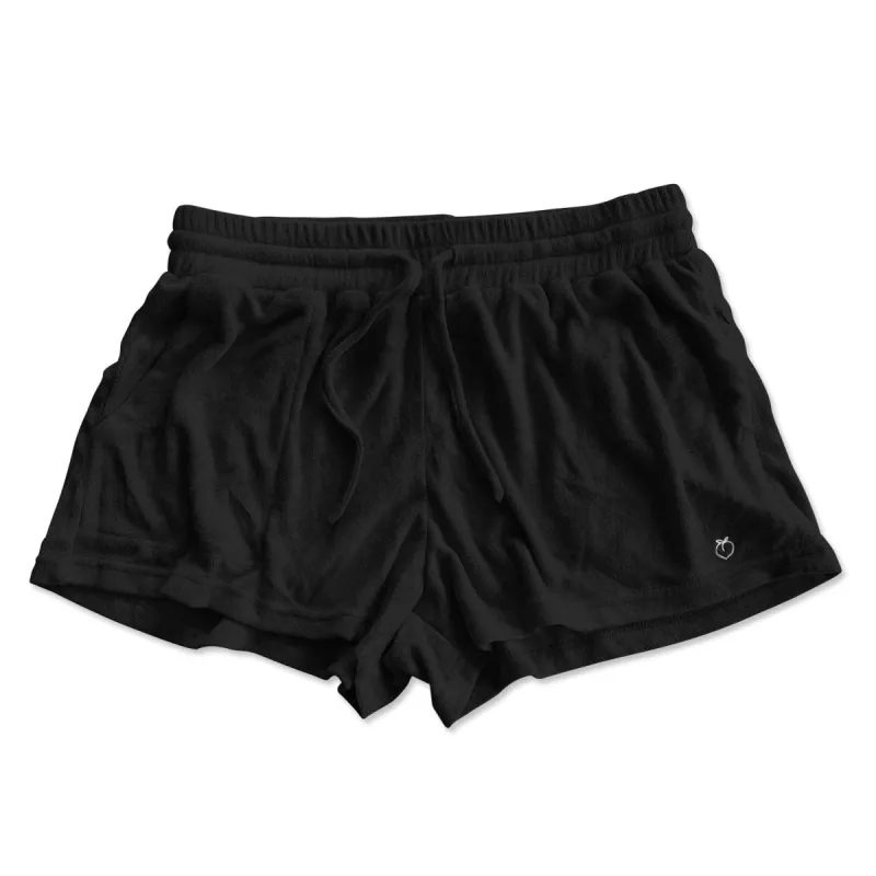 Women's Terry Toweling Lounge Shorts - Black (50% OFF!) sold by Flex Living
