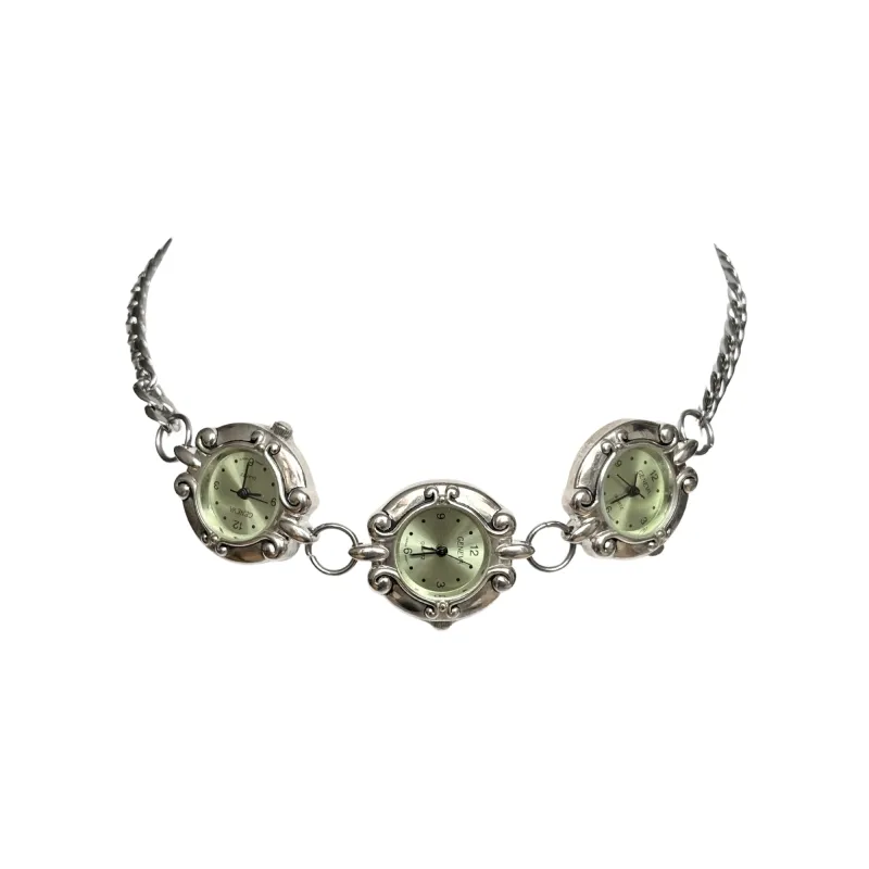 Silver Triple Green Watch Necklace made by Sage & Saber