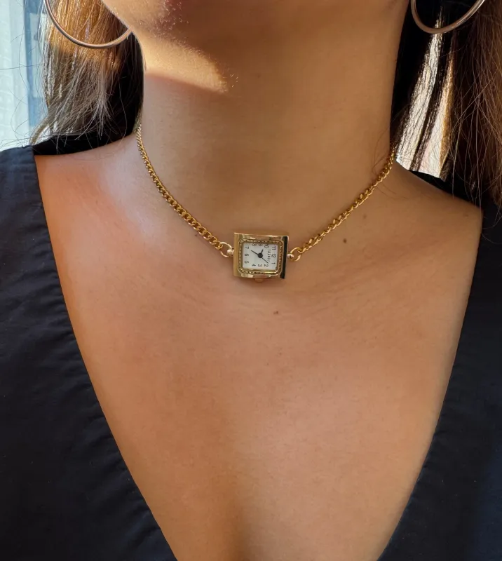 Single Gold Rectangle Watch Necklace sold by Sage & Saber
