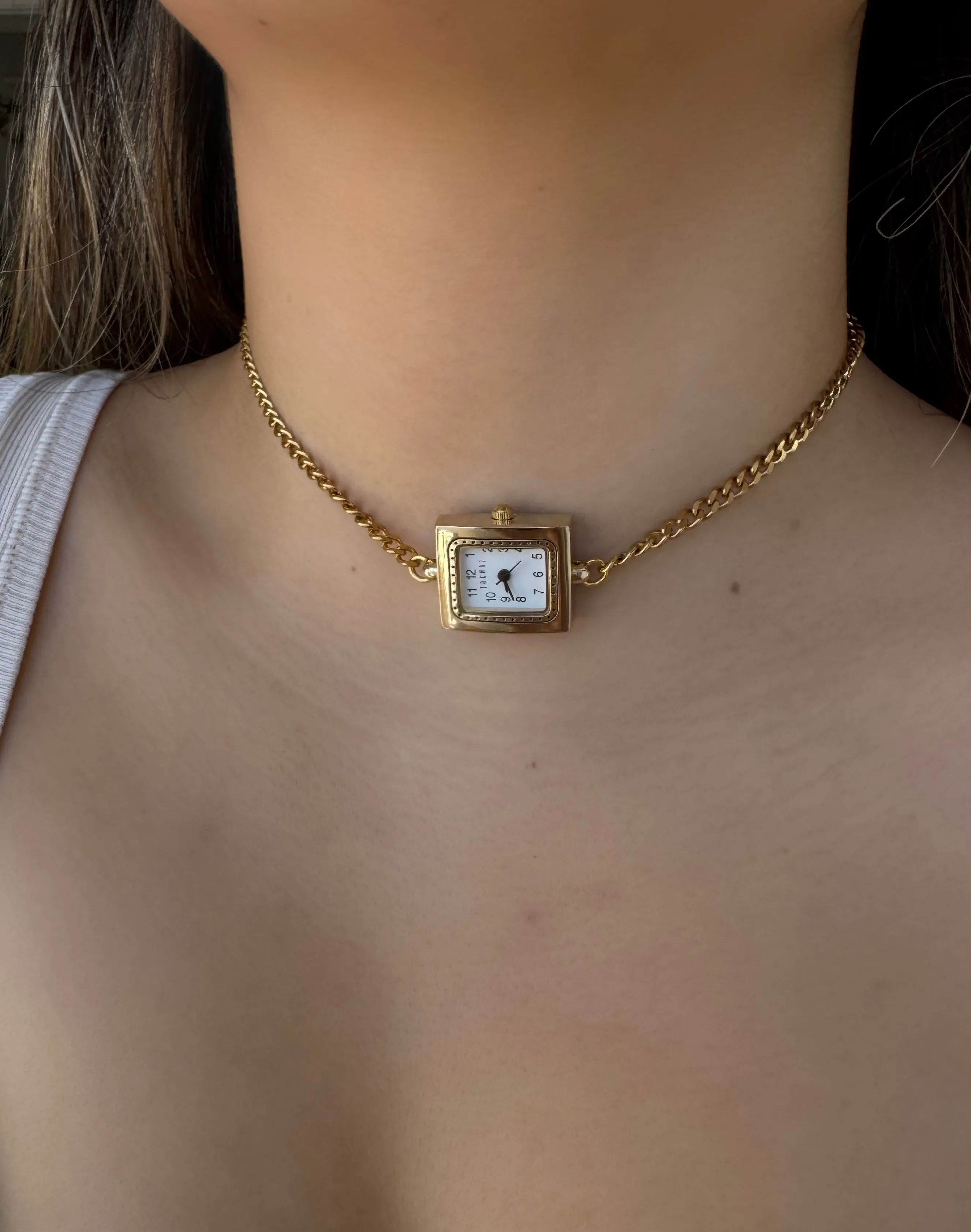 Single Gold Rectangle Watch Necklace sold by Sage & Saber product image thumbnail 4