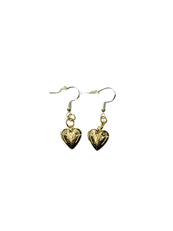 Gold Heart Locket Earrings sold by Sage & Saber