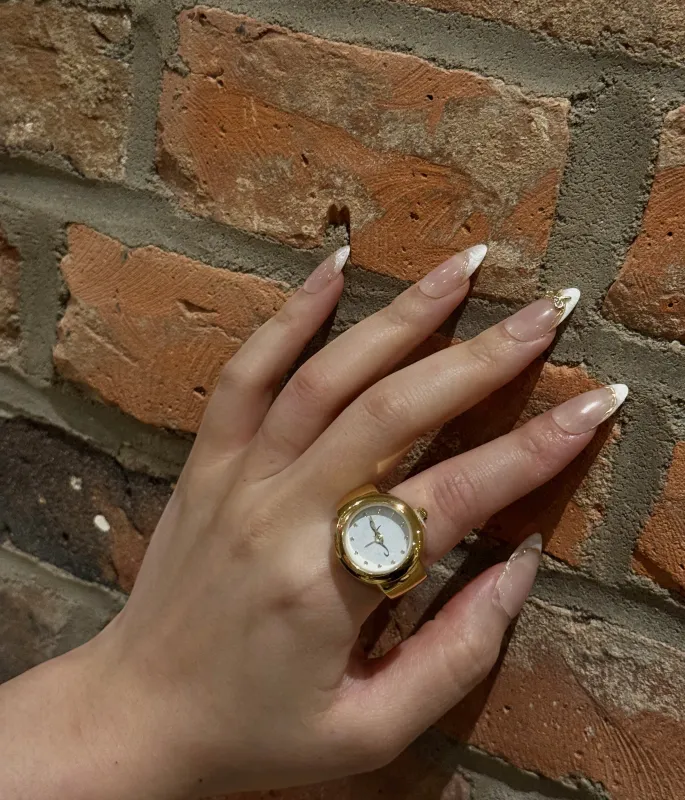 Gold Round Watch Ring made by Sage & Saber