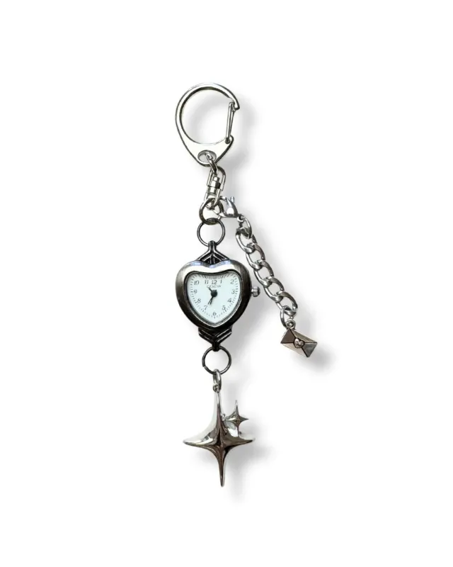 Valentine's Day Silver Heart Bag Charm with Sparkle sold by Sage & Saber