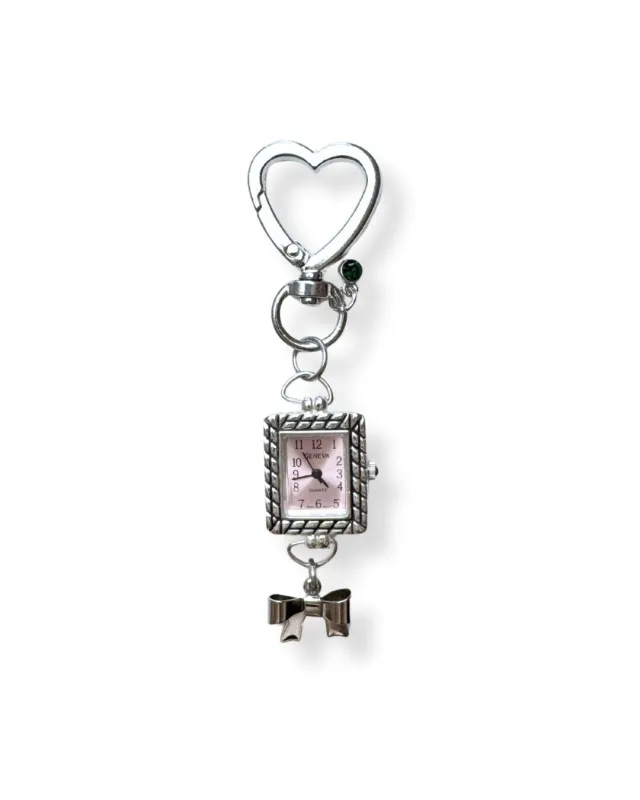 Pink Silver Bag Charm with Bow sold by Sage & Saber
