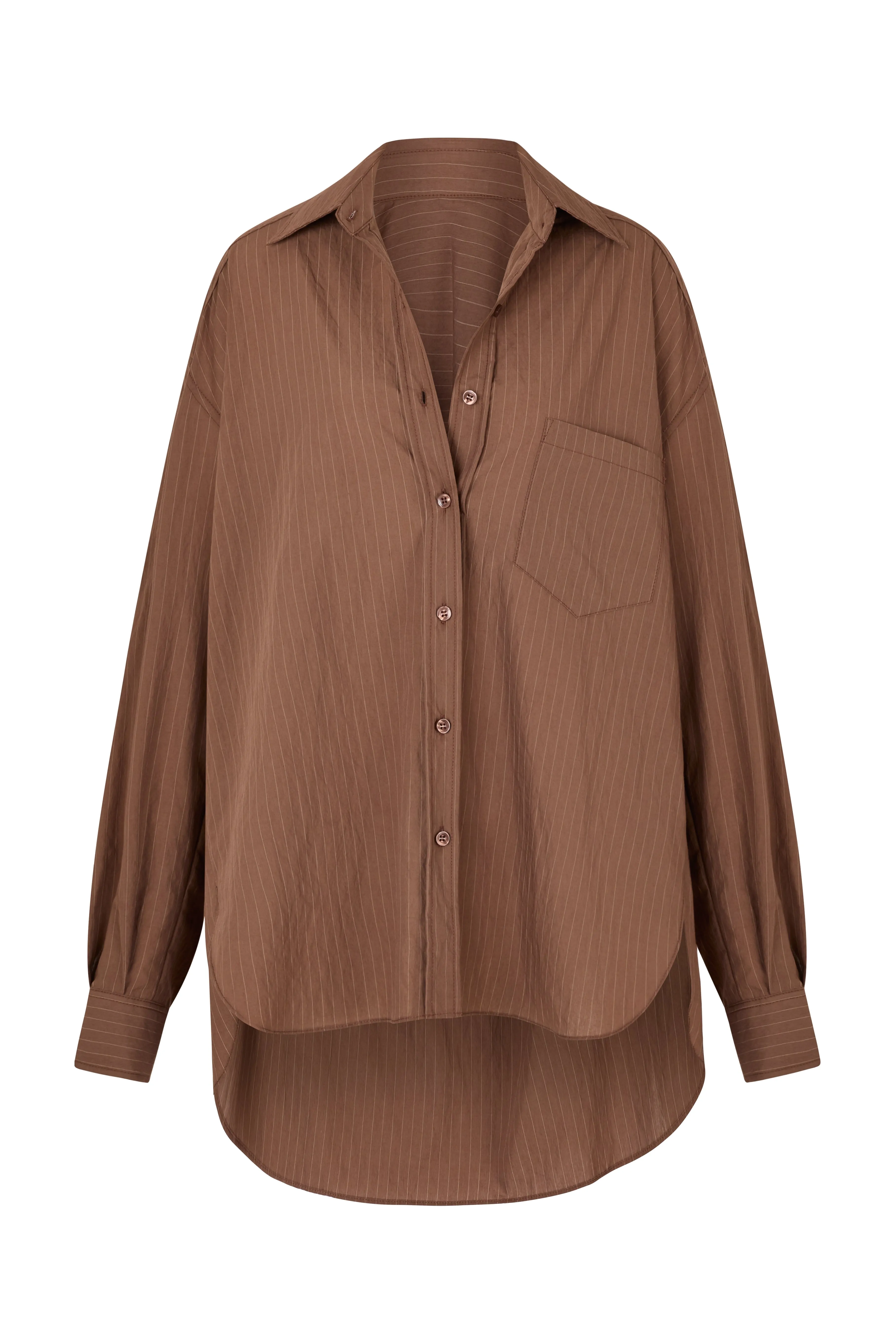 REMI SHIRT - MOCHA PINSTRIPE sold by Elce Swim
