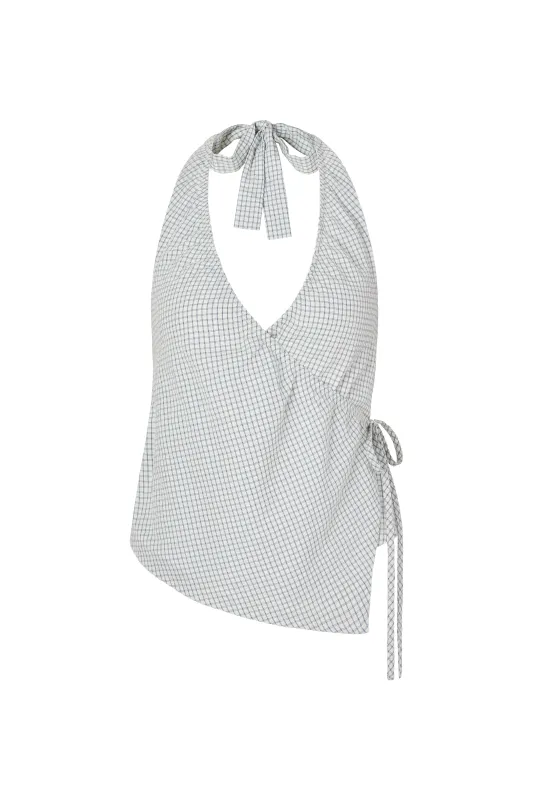 DAPHNE HALTER TOP - WHITE CHECK made by Elce Swim