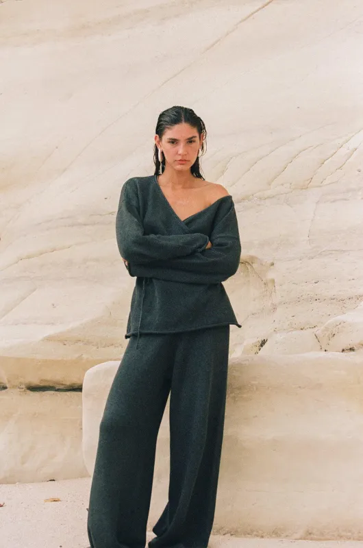 PRE-ORDER | SABINE WRAP KNIT - CHARCOAL made by Elce Swim