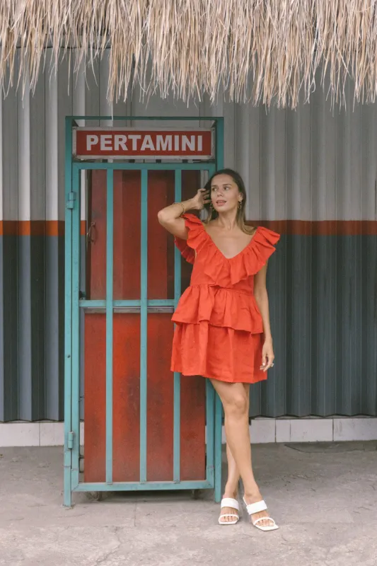 Bohemian dress red made by Country Textile