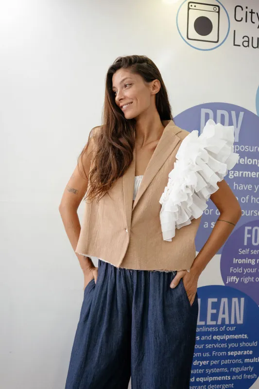 Ruffle Shoulder Vest made by Country Textile