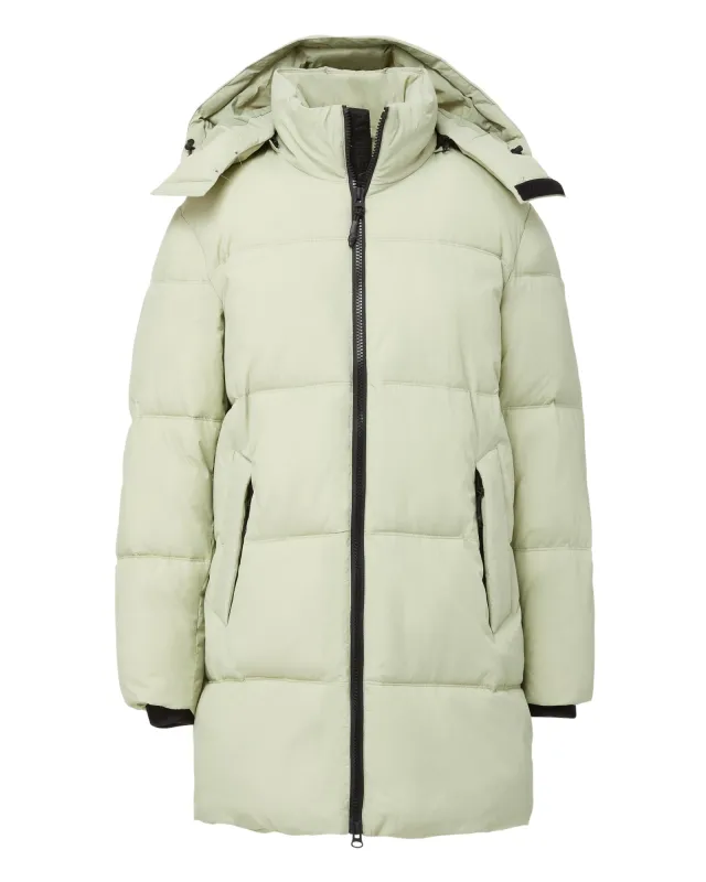 Long Hooded Puffer - Sage sold by The Very Warm