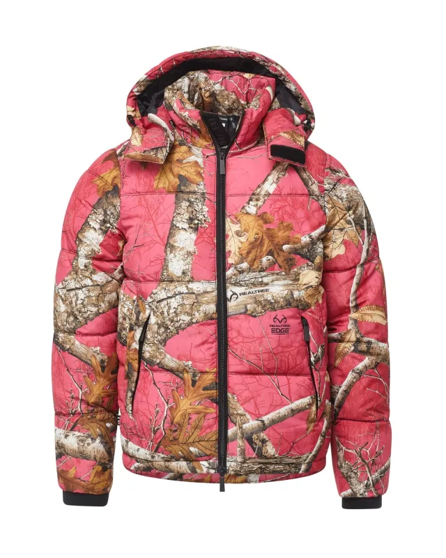 Realtree EDGE® Hooded Puffer - Flamingo sold by The Very Warm
