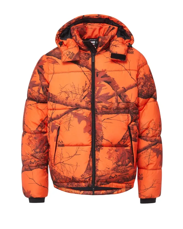 Realtree EDGE® Hooded Puffer - Orange Camo sold by The Very Warm