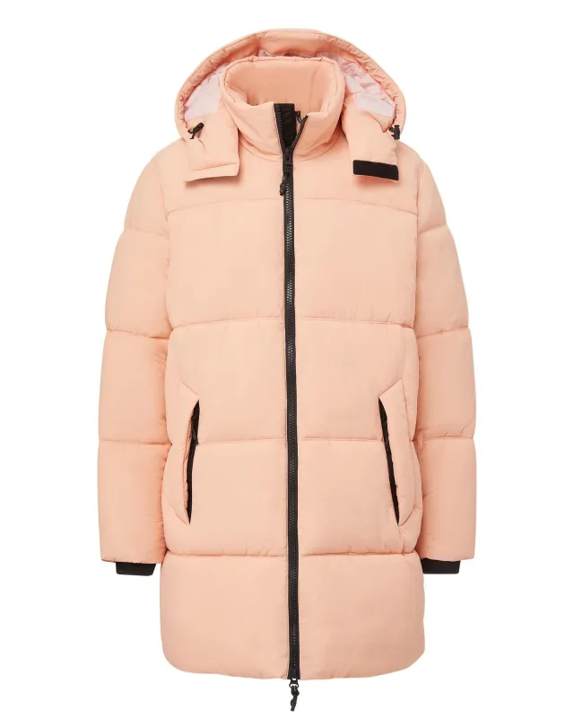 Long Hooded Puffer - Coral Pink sold by The Very Warm