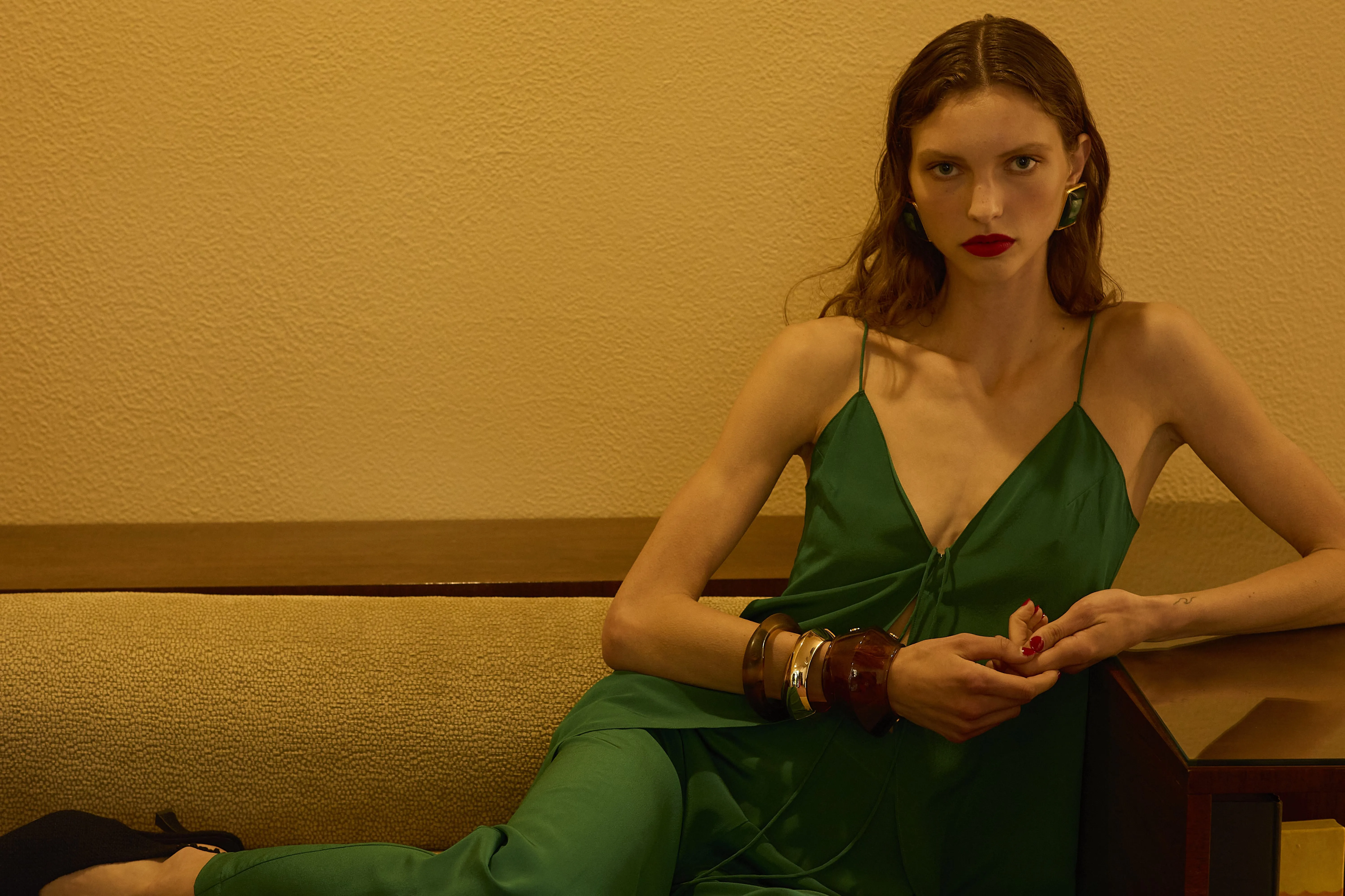 Elvira Top in Atonement Green sold by Aubree