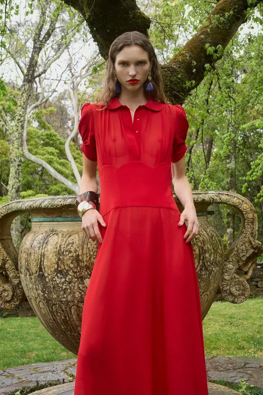 Satine Dress in True Red sold by Aubree
