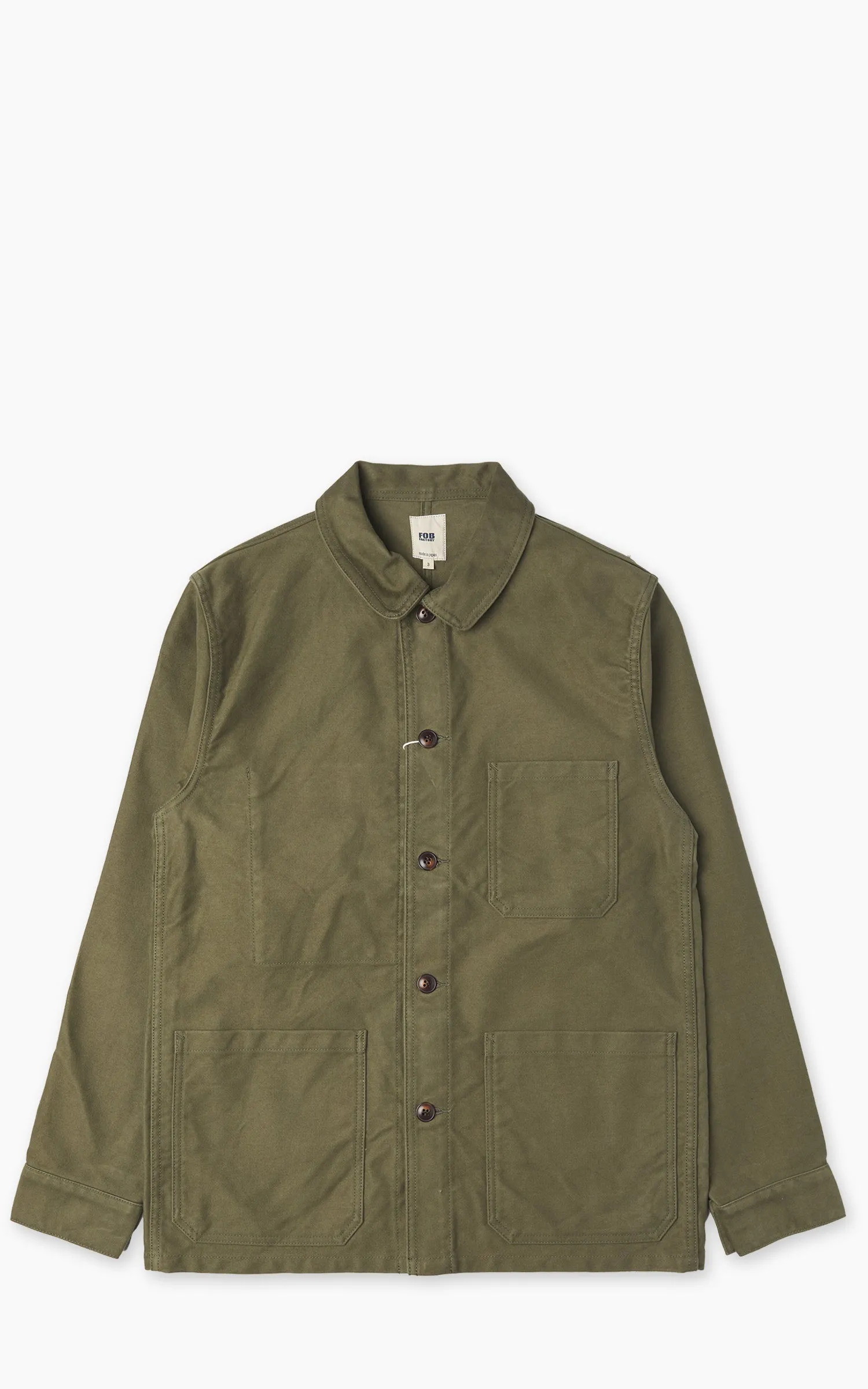 FOB Factory F2373 Moleskin French Work Jacket Olive sold by Cultizm