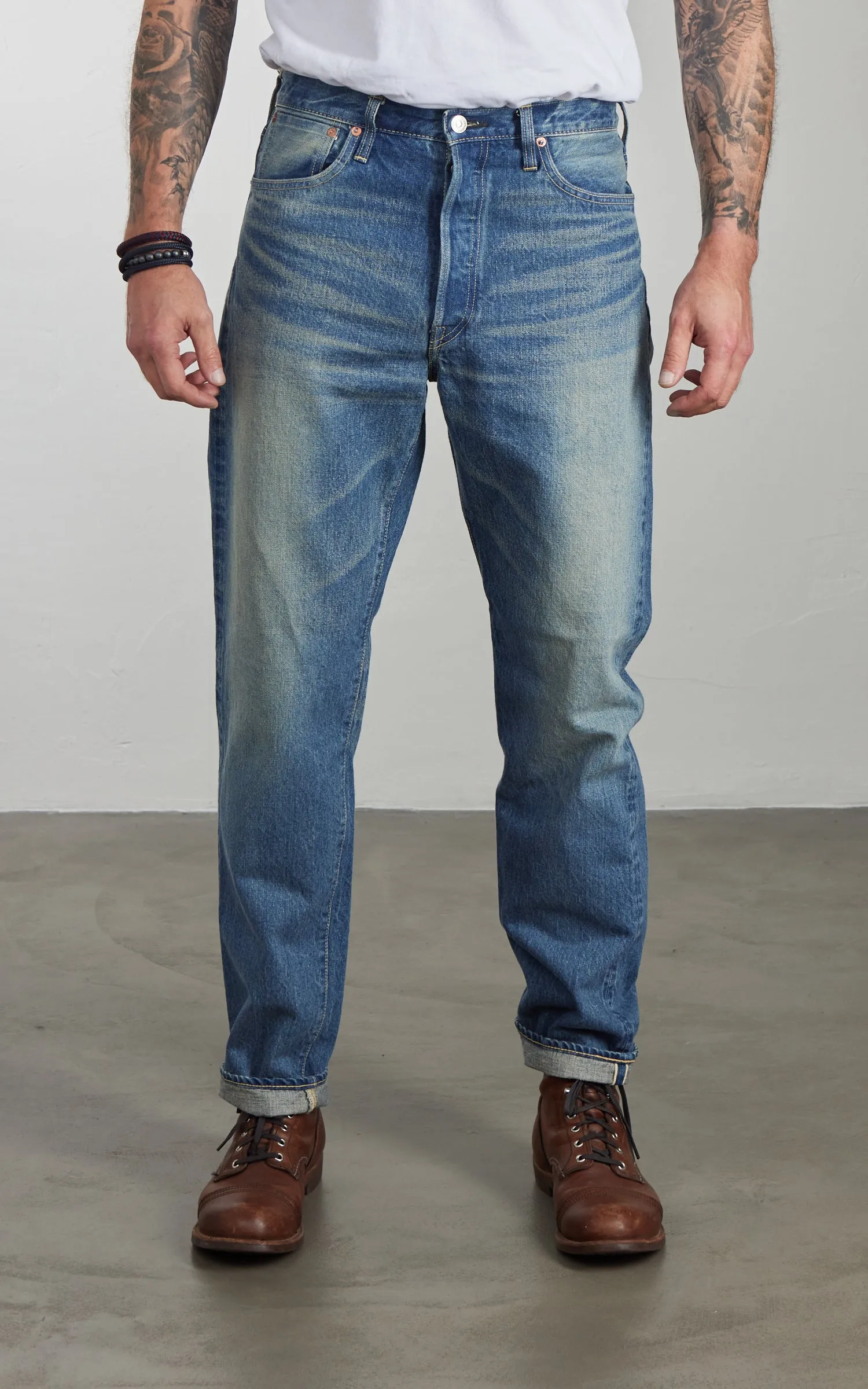 FOB Factory F153 Selvedge Denim Tapered 5P Used Wash Blue sold by Cultizm product image thumbnail 2