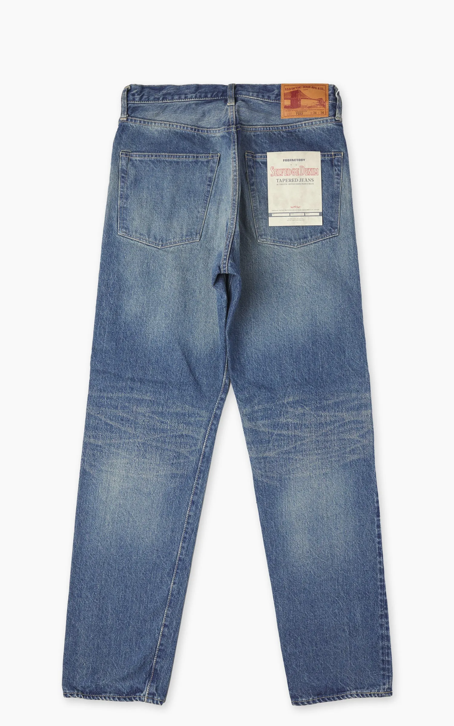 FOB Factory F153 Selvedge Denim Tapered 5P Used Wash Blue sold by Cultizm product image thumbnail 3