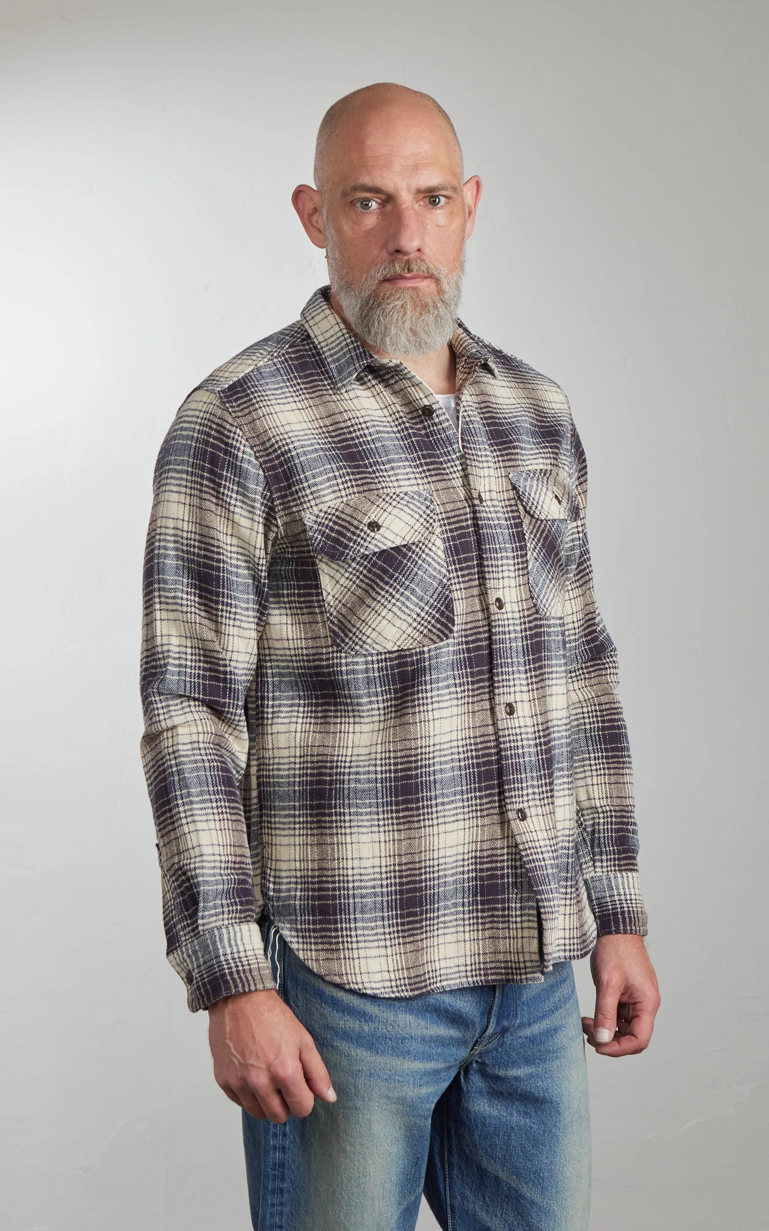 FOB Factory F3510 Heavy Flannel Work Shirt Navy sold by Cultizm product image thumbnail 4