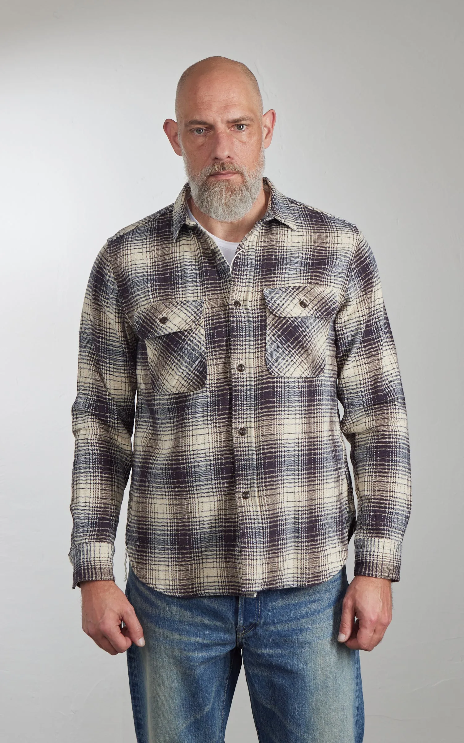 FOB Factory F3510 Heavy Flannel Work Shirt Navy sold by Cultizm product image thumbnail 2