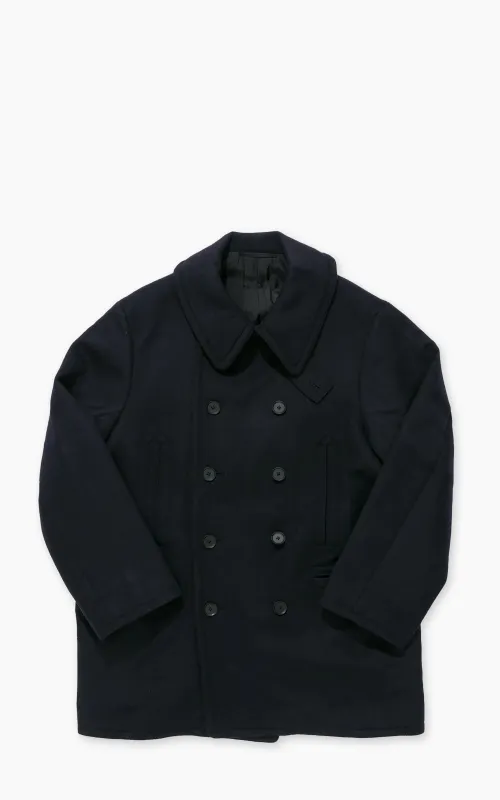 Kaptain Sunshine Pea Coat Cashmere Wool Navy sold by Cultizm