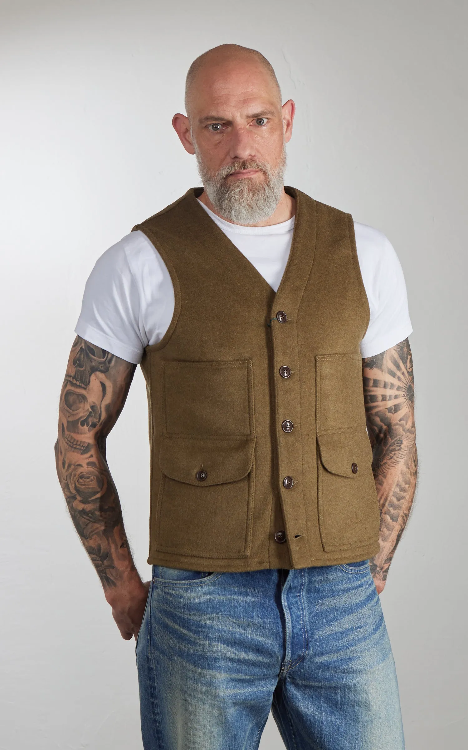 Chesapeake's Oregon Heavyweight Wool Vest Olive Green sold by Cultizm product image thumbnail 2