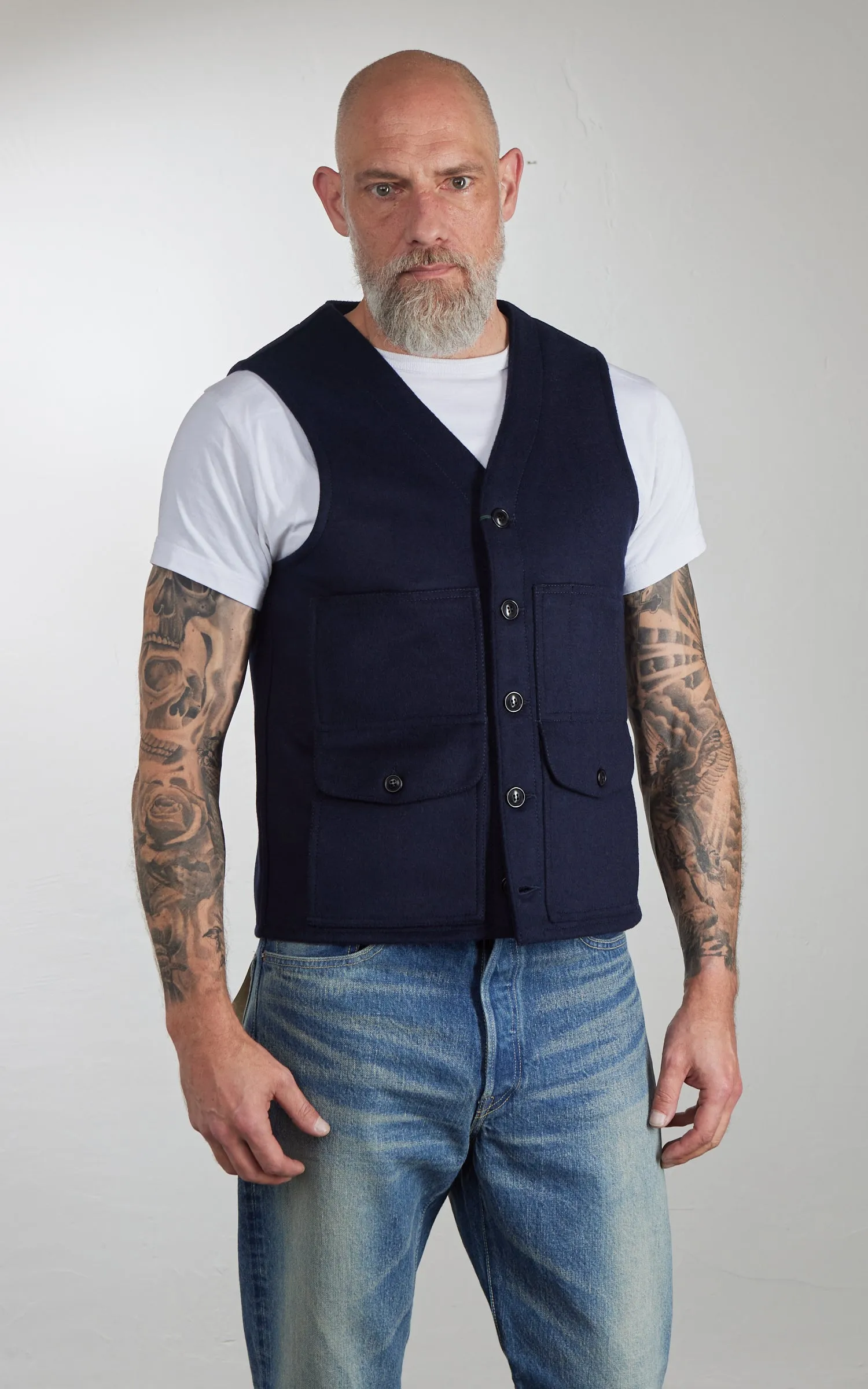 Chesapeake's Oregon Heavyweight Wool Vest Navy Blue sold by Cultizm product image thumbnail 2
