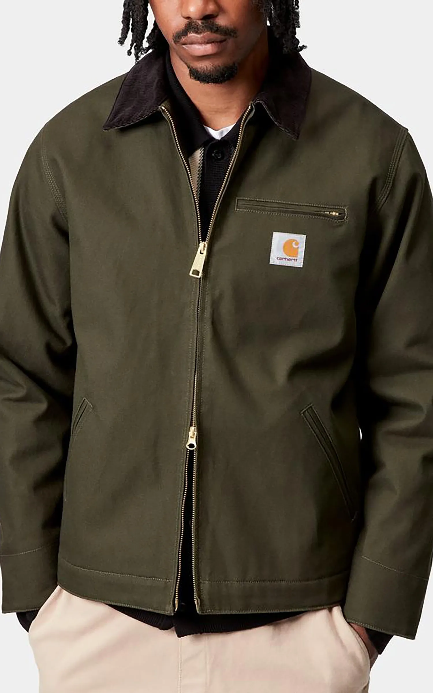 Carhartt WIP Detroit Jacket Winter Dearborn Canvas Rigid Olive/Black sold by Cultizm product image thumbnail 4