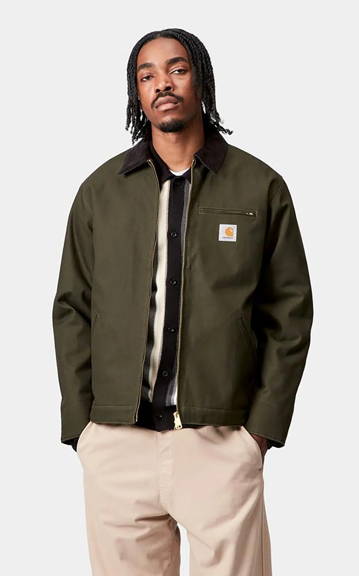 Carhartt WIP Detroit Jacket Winter Dearborn Canvas Rigid Olive/Black sold by Cultizm product image thumbnail 2