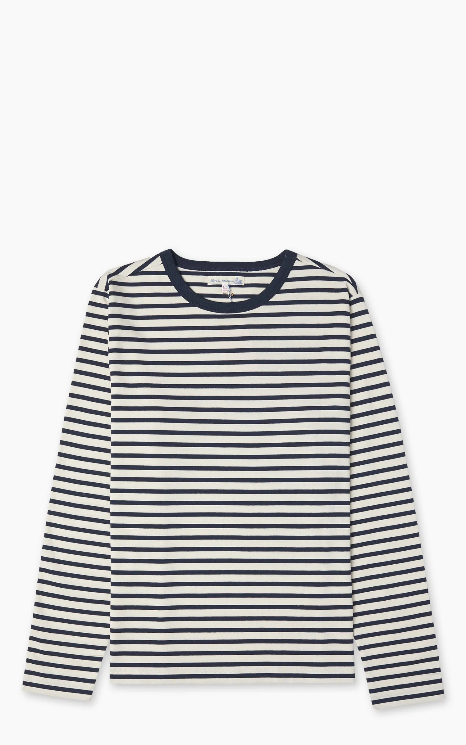 Merz b. Schwanen 2M18 Loopwheeled Longsleeve T-Shirt Ink/Nature sold by Cultizm