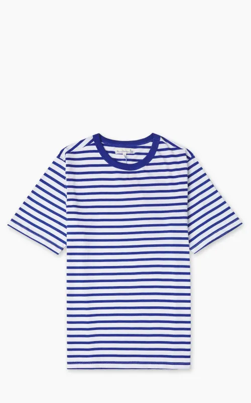 Merz b. Schwanen 2M14 Striped Crew Neck Tee Blue/White sold by Cultizm