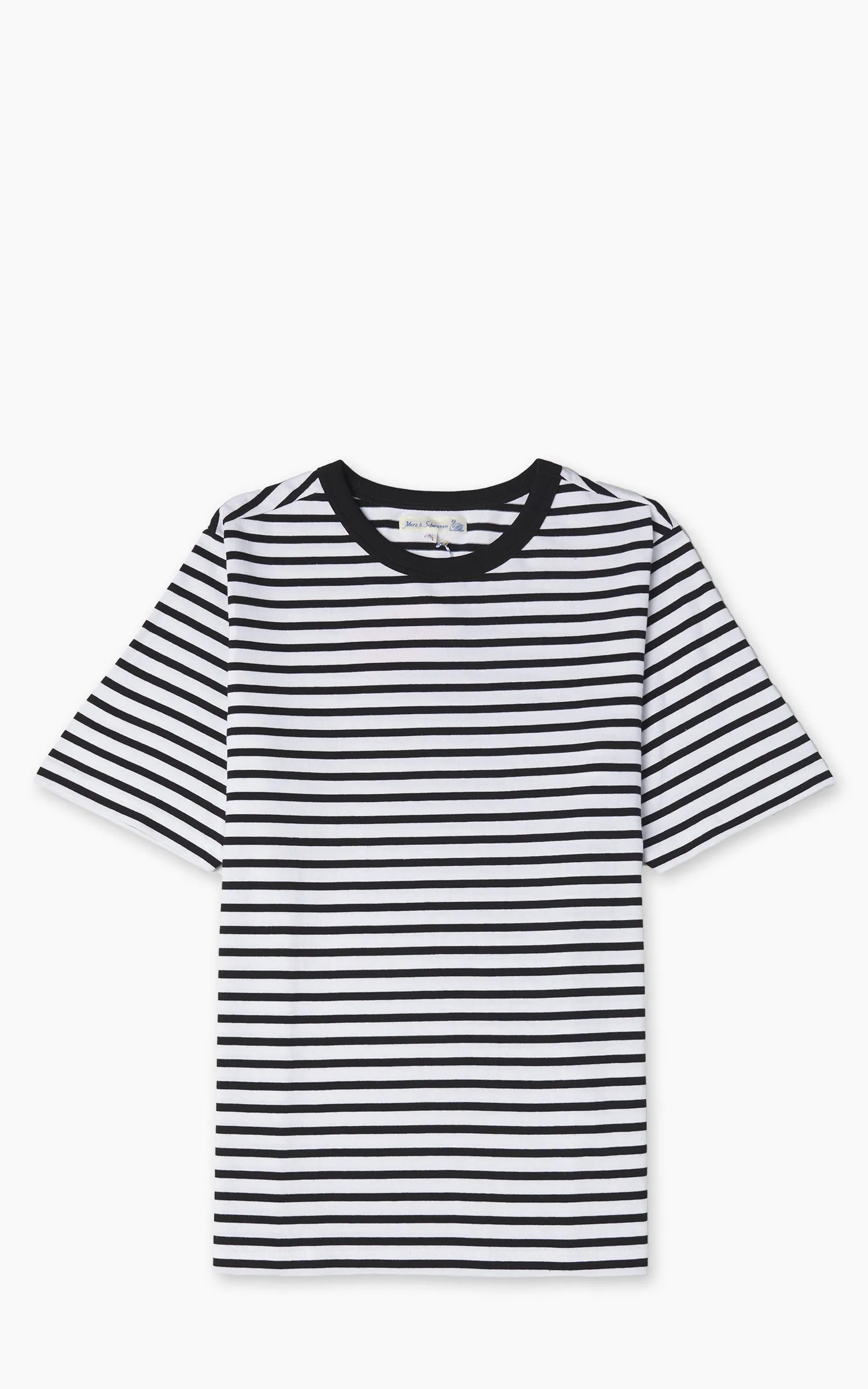 Merz b. Schwanen 2M14 Striped Crew Neck Tee Black/White sold by Cultizm