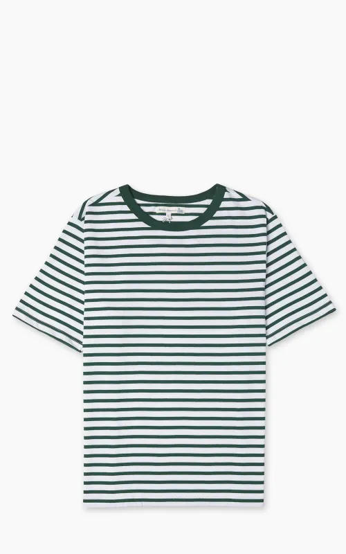 Merz b. Schwanen 2M14 Striped Crew Neck Tee Green/White sold by Cultizm