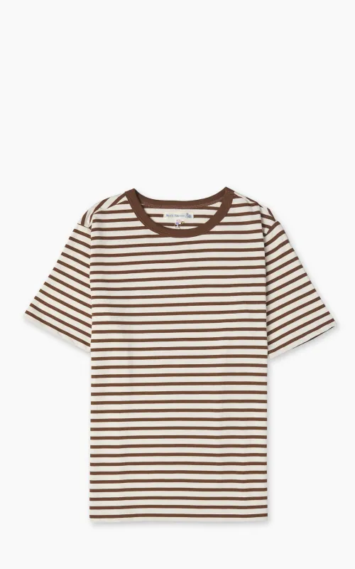 Merz b. Schwanen 2M14 Striped Crew Neck Tee Nut/Nature sold by Cultizm
