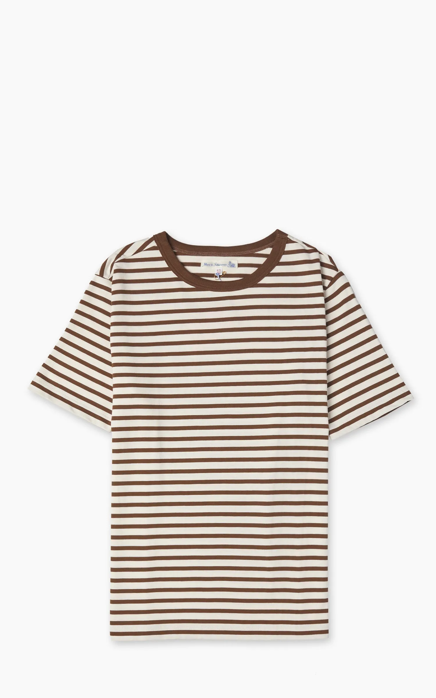 Merz b. Schwanen 2M14 Striped Crew Neck Tee Nut/Nature sold by Cultizm