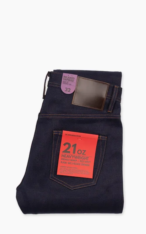 The Unbranded Brand UB691 Relaxed Tapered Fit Heavyweight Indigo Warp/Red Weft Raw Selvedge Indigo 21oz sold by Cultizm