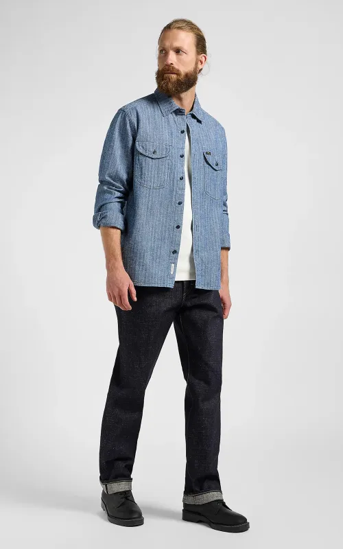Lee 101 Heritage Workwear Shirt Dark Indigo sold by Cultizm