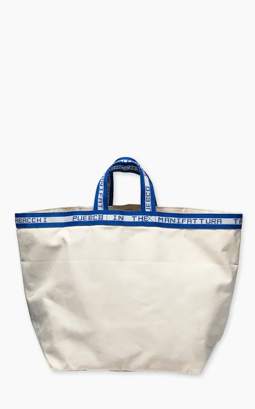 Puebco Clubhouse Tote Bag Manifattura Tabacchi Large Natural/Blue sold by Cultizm