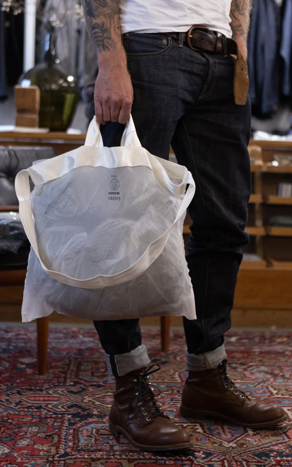 Puebco Vintage Parachute Light 2-Way Bag White sold by Cultizm product image thumbnail 2