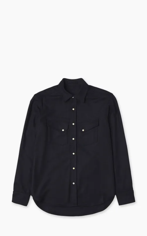 Fortela Pasadena Shirt Western Wool Flannel Blue sold by Cultizm