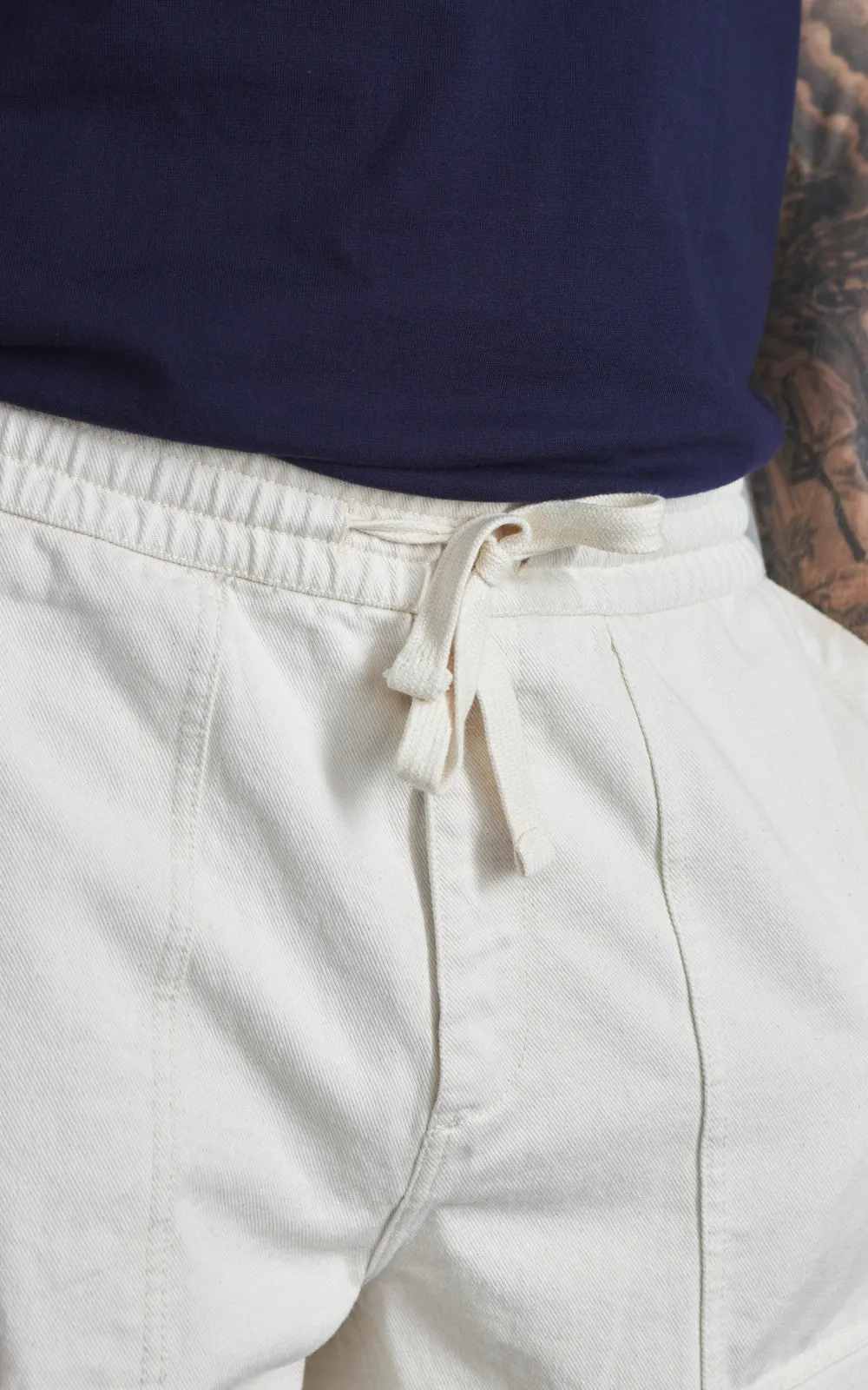 Merz b. Schwanen PANTS05 Broken Twill Drawstring Pants Nature sold by Cultizm product image thumbnail 4