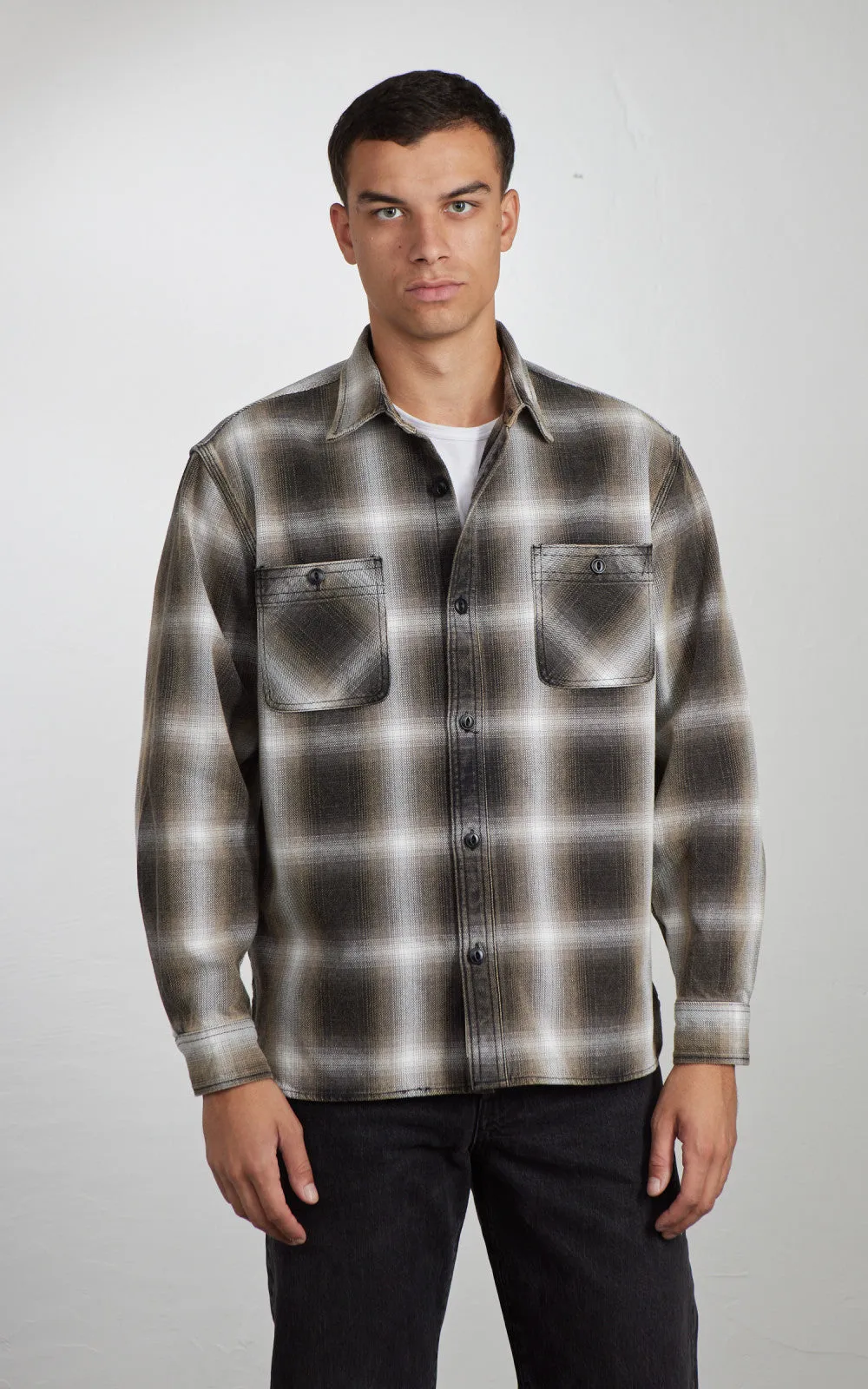 Houston Vintage Ombre Check Viyella Shirt Black sold by Cultizm product image thumbnail 2