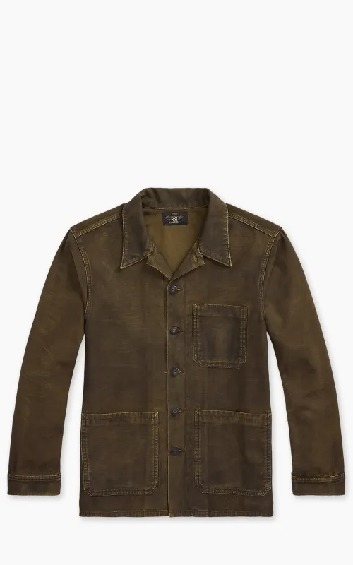 RRL Reverse-Sateen Overshirt Washed Brown sold by Cultizm
