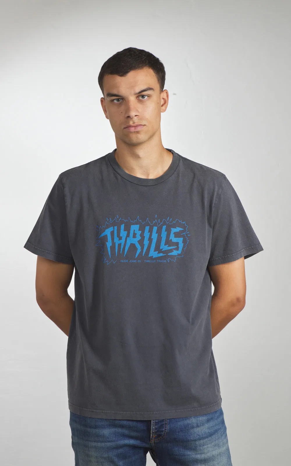 Nudie Jeans Roy Thriller Tracks T-Shirt Antracite sold by Cultizm product image thumbnail 3