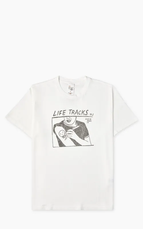 Nudie Jeans Roy Life Tracks T-Shirt Chalk White sold by Cultizm